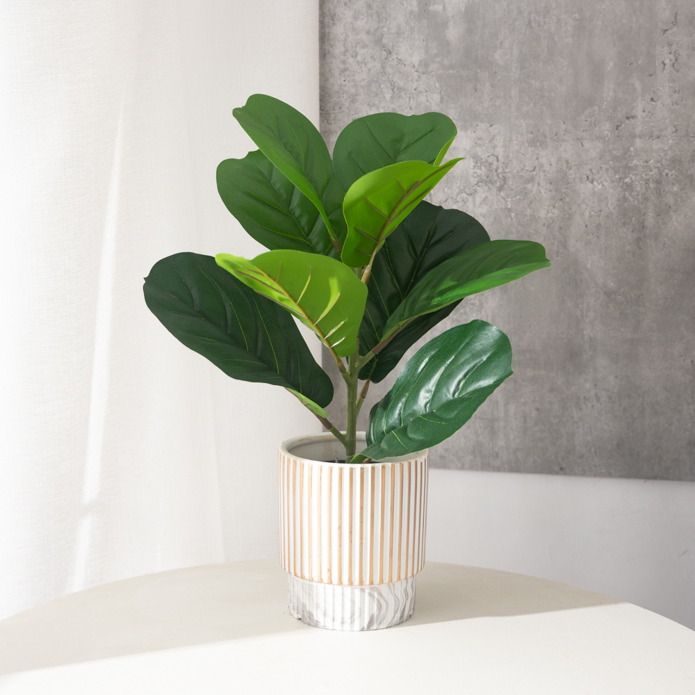 Ficus Lyrata Tree - 38cm 9 포크 인공 Ficus 식물